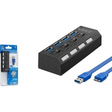  hadron hdx7023 usb3.0 hub anahtarlı 4 port 0,5m siyah