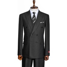 İlayda Emir Luxury, Slim Fit, Kruvaze, Çizgili, Erkek Takım Elbise