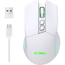 Claw's Crossfire Air Pro Kablosuz 24.000 Dpi Pixart PMW3311 Sensör Makro Yazılımlı Chromatic RGB Kablosuz Gaming Mouse - Beyaz (2.4 GHz Kablosuz + BT5.1 + Type-C ile Kullanım Desteği)