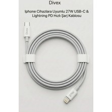 Divex Lphone ve Ios Uyumlu 27W Usb-C & Lightning Pd Hızlı Şarj Kablosu