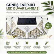 farissu 100 LED Solar Hareket Sensörlü Dış Mekan Bahçe Lambası (9 Adet)