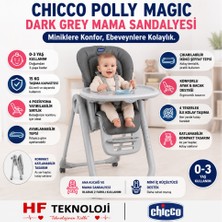 Chicco 0-3 Yaş Için Katlanabilir ve Taşınabilir Polly Magıc Dark Grey-Pr Renkli Mama Sandalyesi