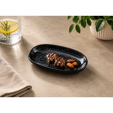 Bonnami Cosmos Black Oval Kayık Tabak 15X8.5 cm – Porselen Şık Sunum Tabağı
