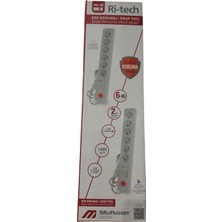  mutlusan rı-tech 6lı 1,5 metre  şok koruma usb+typ-c anaht. topraklı grup priz (ç.k.)(3x1.5 1.5 mt)