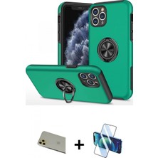 İlk El Grup Pilelistore™ iPhone 11 Pro Max Kılıf Odak Form Prime - Siyah 3D Antistatik Cam Ekran Koruyucu + Rainbow Kamera Lens Koruma Cam - Gd