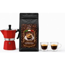 UltraMint Moka Pot Espresso Başlangıç Seti 100ML, 2 Fincan ve Kahve ile Keyifli Anlar