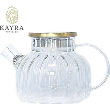 Royaleks Group Çelik Kapaklı Borosilikat Dilimli Model Süzgeçli Cam Demlik Bitki Çayları 1000 ml ROYALEKS-CM-2001