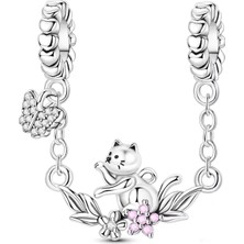 Fubena Miniş Kedi ve Kelebeği Zincir Sallantılı Charm