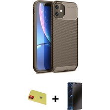 İlk El Grup Pilelistore™ iPhone 11 Kılıf Eksen Form Prime - Siyah 3D Antistatik Hayalet Cam Ekran Koruyucu + Rainbow Kamera Lens Koruma Cam - Kı
