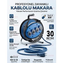 Endüstriyel Ümit Yapı Market Seyyar Kablo Makarası 3x2.5 mm 30 Metre 4'lü Topraklı Priz Uzatma Kablosu