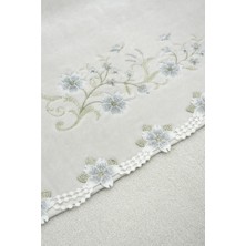 Arliva Sakura Kadife Nakışlı Çeyiz Havlusu Gri 50X85