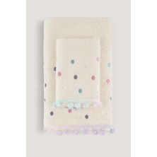 Arliva Batik Ponpon Nakışlı Havlu Ekru-Renkli 50X85