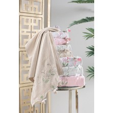 Arliva Nergis Kadife Nakışlı Çeyiz Havlusu Mint 30X50