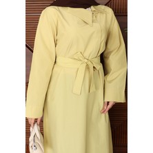 Miramore Butik Kadın Tesettür Elbise Kuşaklı Uzun Kollu Günlük Şık Elbise