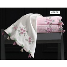 Arliva Küpeli Kadife Nakışlı Çeyiz Havlusu Mint 30X50