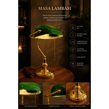 Lumexx Yeni Banker Gold Yeşil Camlı Masa Lambası