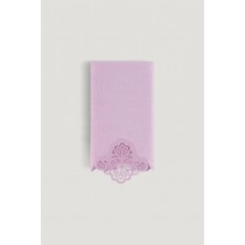 Arliva Sedef Kadife Nakışlı Çeyiz Havlusu Lila 30X50
