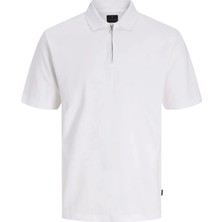 Jack & Jones Jprblaethan Ss Zıp Polo T-Shırt Bright White 12292992-BR