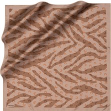 Cacharel Kahverengi 90X90 Ipek Twill Eşarp