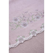 Arliva Sakura Kadife Nakışlı Çeyiz Havlusu Lila 30X50