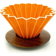 UltraMint Turuncu Ahşap Standlı Dripper, Şık ve Kullanışlı Kahve Aksesuarı