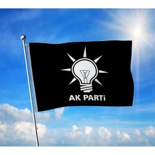 Siyah- Beyaz Ak Parti Bayrağı Premium Raşel Kumaş 100X150 cm