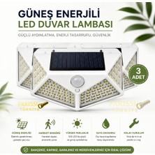 farissu 100 LED Solar Hareket Sensörlü Dış Mekan Bahçe Lambası (3 Adet)