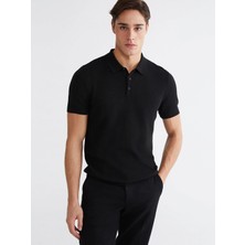 LC Waikiki Siyah Polo Yaka Erkek Triko Tişört