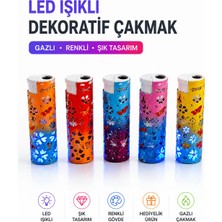 Belirtilmemiş Şık Tasarım Işıklı Metal Jet Çakmak LED Desenli Kullanışlı Model
