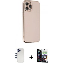 İlk El Grup Pilelistore™ iPhone 12 Pro Max Kılıf Yankı Serisi - Şeffaf Temperli Cam Ekran Koruyucu + Shine Kamera Lens - Lt