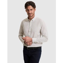 Pierre Cardin Erkek Çağla %100 Pamuk Keten Görünümlü Slim Fit Uzun Kollu Gömlek 50325355-VR016