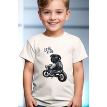 Widi Motorcu Pug Köpek Sevimli Cool Lets Ride Baskılı %100 Pamuk Erkek Çocuk Kız Çocuk Beyaz T-Shirt