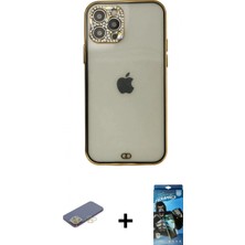 Pileli Store Pilelistore™ iPhone 12 Pro Max Kılıf Eksen Minimal Koleksiyonu - Siyah 34D Izgaralı Cam + Renkli Kamera Lens Koruma Cam - Sı