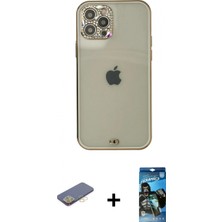 Pileli Store Pilelistore™ iPhone 12 Pro Max Kılıf Eksen Minimal Koleksiyonu - Siyah 34D Izgaralı Cam + Renkli Kamera Lens Koruma Cam - Sı