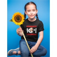 Widi 29 Ekim Cumhuriyet Bayramı 101. Yıl Kutlama Çocuk Regular Fit %100 Pamuk Siyah T-Shirt
