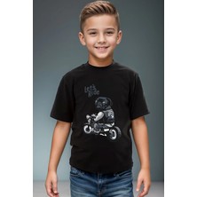 Widi Motorcu Pug Köpek Sevimli Cool Lets Ride Baskılı %100 Pamuk Erkek Çocuk Kız Çocuk Siyah T-Shirt