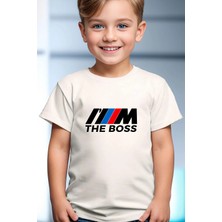 Widi Araba Baskılı Pamuk Premium Erkek Çocuk Kız Çocuk Beyaz T-Shirt