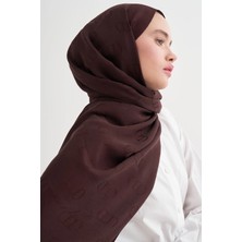 Mürdüm Carell Monogram Desen Liora Pamuk Şal