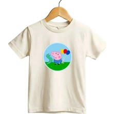Widi Domuz ve Dinazor Baskılı Regular Fit %100 Pamuk Kısa Kollu Çocuk T-Shirt