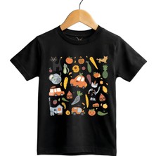 Widi Eğlenceli Yemek & Hayvan Illüstrasyonlu Regular Fit %100 Pamuk Kısa Kollu Çocuk T-Shirt