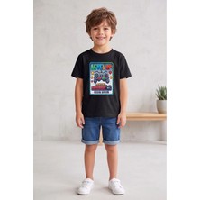 Widi Erkek Çocuk Siyah Oyun Baskılı Tişört - Level Up Temalı T-Shirt