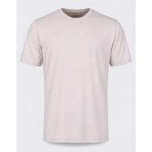 HC MEN CLASSIC Erkek Basic Tshirt Modern Fit Krem Bisiklet Yaka
