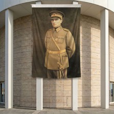 Atatürk Portre Türkiye Cumhuriyeti Kurucusu Mustafa K. Atatürk Poster Bayrak Premium Raşel Kumaş Ata3 2X3M