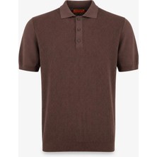 HC MEN CLASSIC Erkek Polo Yaka Tshirt Modern Fit Acı Kahverengi Desenli