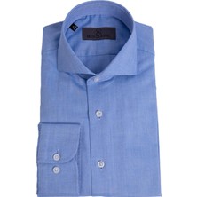 HC MEN CLASSIC Erkek Mavi Slim Fit Italyan Yaka Gömlek