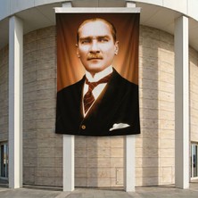Sivil Takım Elbiseli Mustafa Kemal Atatürk Poster Bayrak Premium Raşel Kumaş ATA22 2X3M