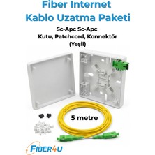 Fiber Optik Internet Kablosu Uzatma (5 Metre) – Fiber Modem Taşıma Seti (Premium Muhafazalı - Yeşil Adatöre Uygun – Yeşil Apc Tip)