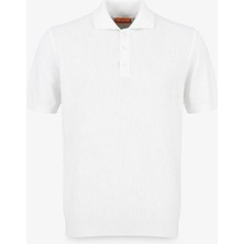 HC MEN CLASSIC Erkek Polo Yaka Tshirt Modern Fit Beyaz Desenli Düğmeli