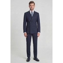HC MEN CLASSIC Erkek Kruvaze Takım Elbise Modern Fit Lacivert Düz