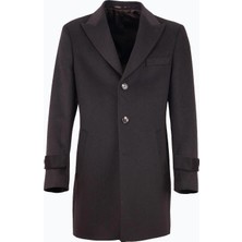 HC MEN CLASSIC Erkek Kahverengi Yün Modern Fit Kaban